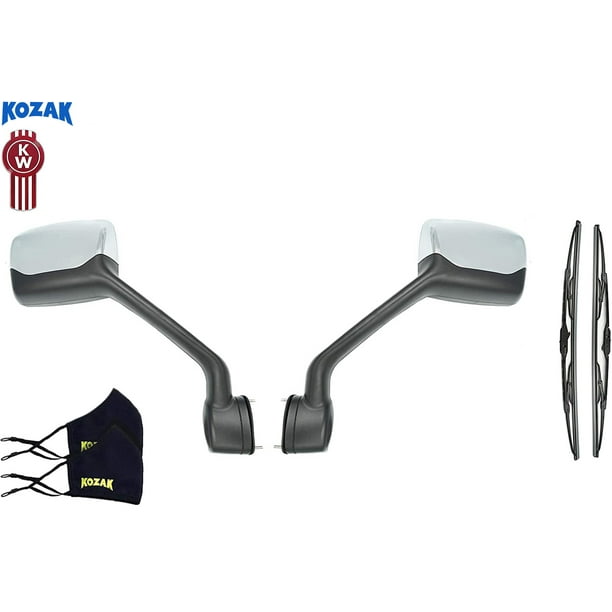 Kozak Chrome Finish Hood Mirror RH for Kenworth T680 2000-2017 Semi Trucks PLUS Kenworth LOGO Emblem and 2x22 Inch Windshield Wipers Included Passenger Side Kozak Chrome Finish Hood Mirror RH for Kenworth T680 2000-2017 Semi Trucks PLUS Kenworth LOGO Emblem and 2x22 Inch Windshield Wipers Included Passenger Side